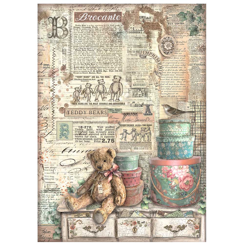 Stamperia BROCANTE ANTIQUES A4 Rice Paper SELECTION Decoupage #DFSA4XBR