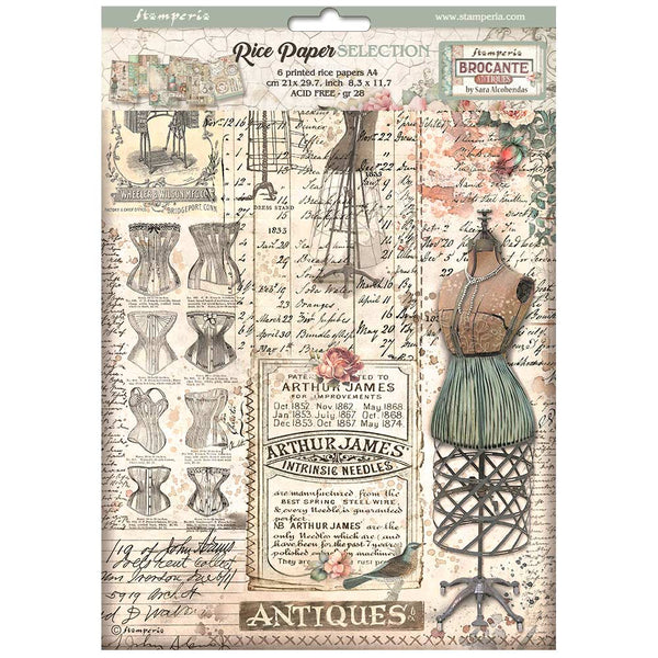 Stamperia BROCANTE ANTIQUES A4 Rice Paper SELECTION Decoupage #DFSA4XBR