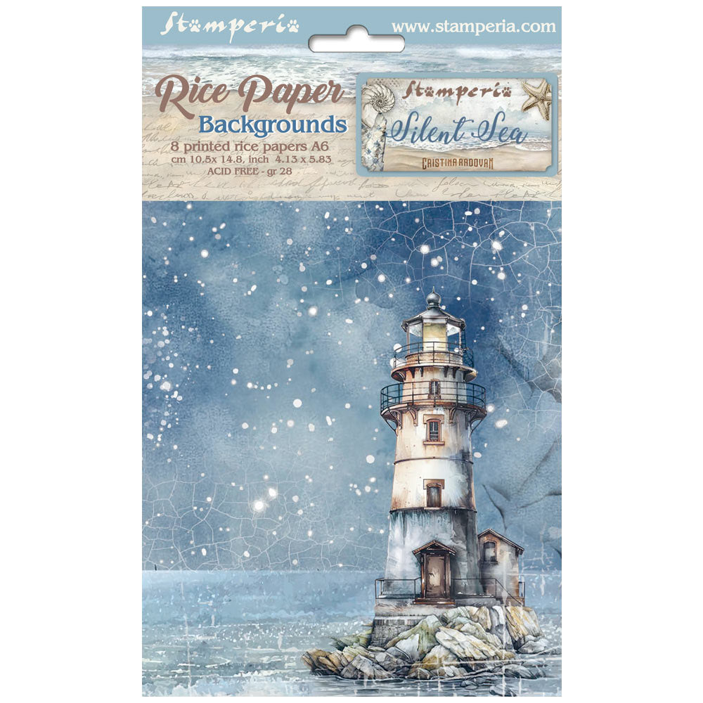 Stamperia SILENT SEA A6 Assorted Rice Paper Selection Decoupage 8 sheets #DFSAK6040