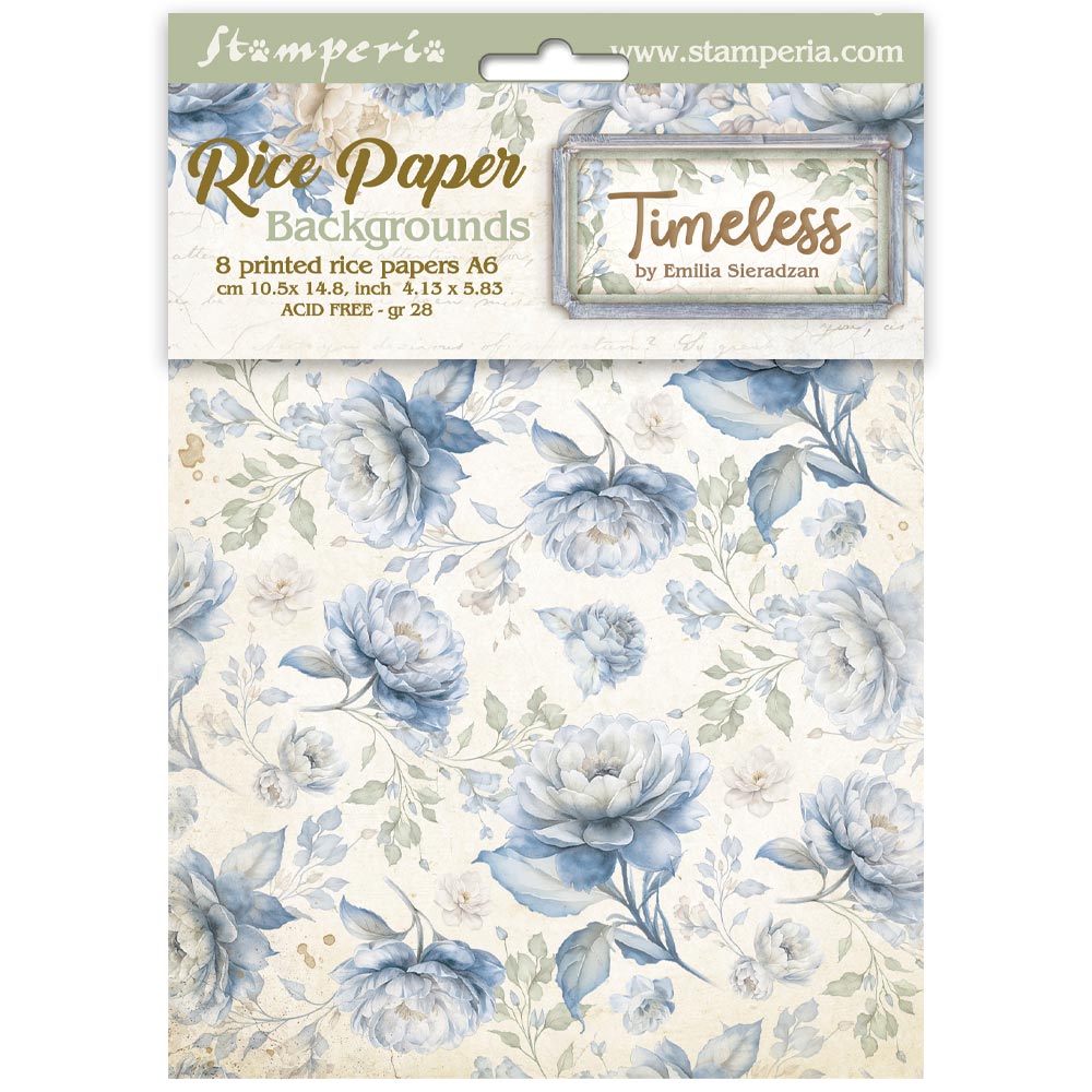 Stamperia TIMELESS A6 Assorted Rice Paper Backgrounds SELECTION Decoupage 8 sheets #DFSAK6041