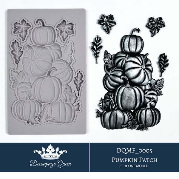 Decoupage Queen PUMPKIN PATCH Silicone Moulds Molds 5" x 8" Mixed Media Food Safe Resin Decor #DQMF0005 Limited Edition