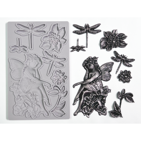 Decoupage Queen GARDEN FAIRY Silicone Moulds 5" x 8" Mixed Media Food Safe Resin Decor #DQMF0010 Limited Edition
