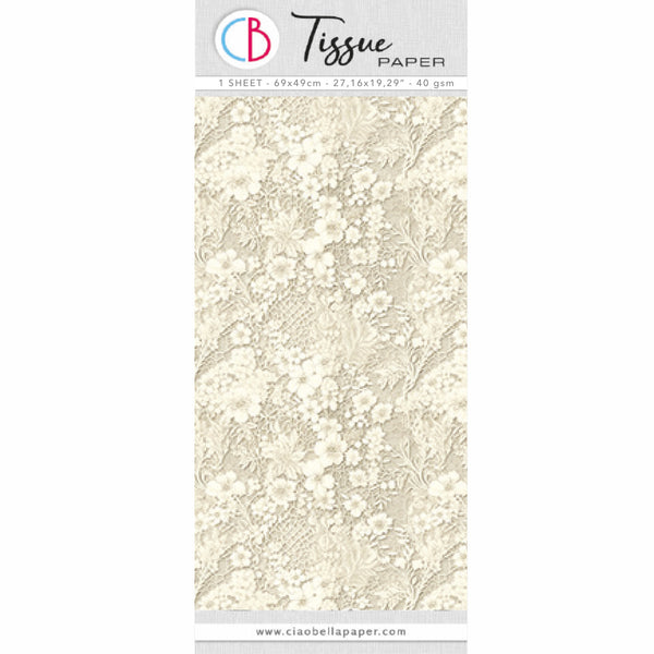Ciao Bella ANTIQUE LINEN LACE Tissue Decoupage Decor Paper 27.17" x 19.29" #HT002
