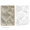 Silicone mold with heart shapes and floral details, featuring the brand 'Stamperia'.