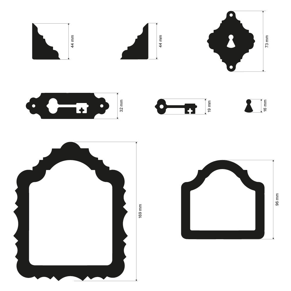 Stamperia ALICE in CHRISTMAS - FRAME AND KEY Crafty Shapes Die Cuts Chipboard Shapes #KLSM63