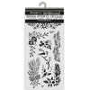 Media Stencil with floral and botanical designs on a white background