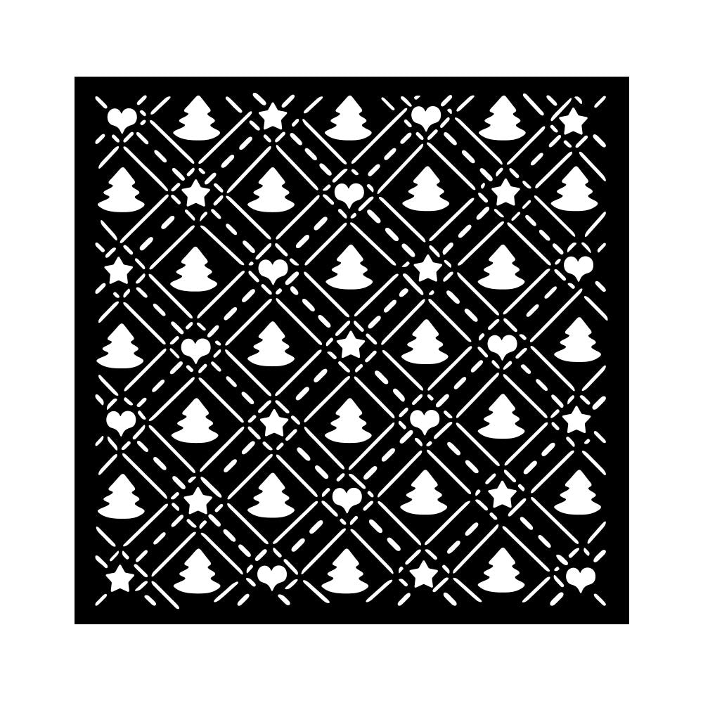 Stamperia CANDY CHRISTMAS - TREE PATTERN Mixed Media Stencil 18x18 cm #KSTDQ123