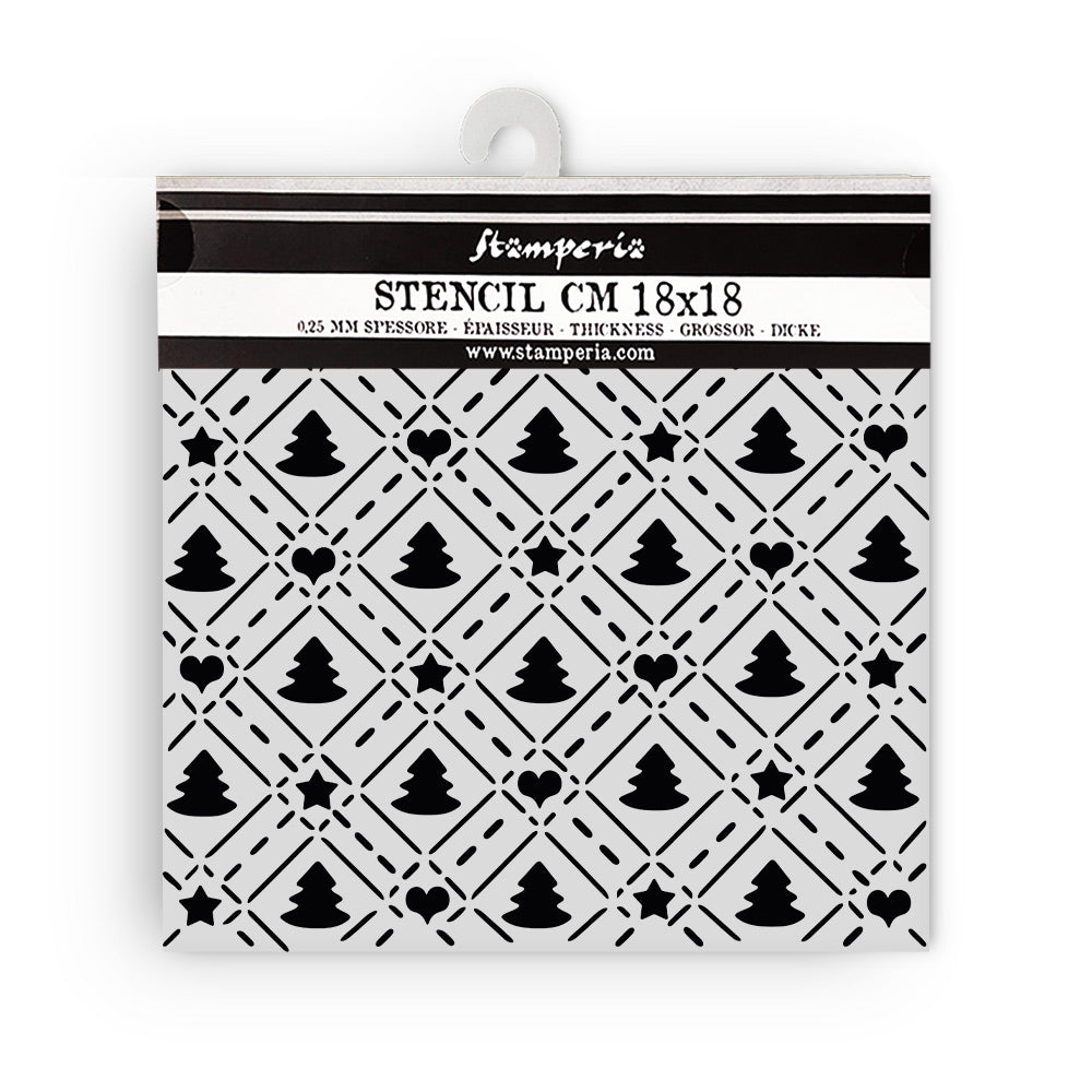 Stamperia stencil with geometric pattern on a white background