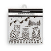 Stamperia owl stencil with packaging on a white background