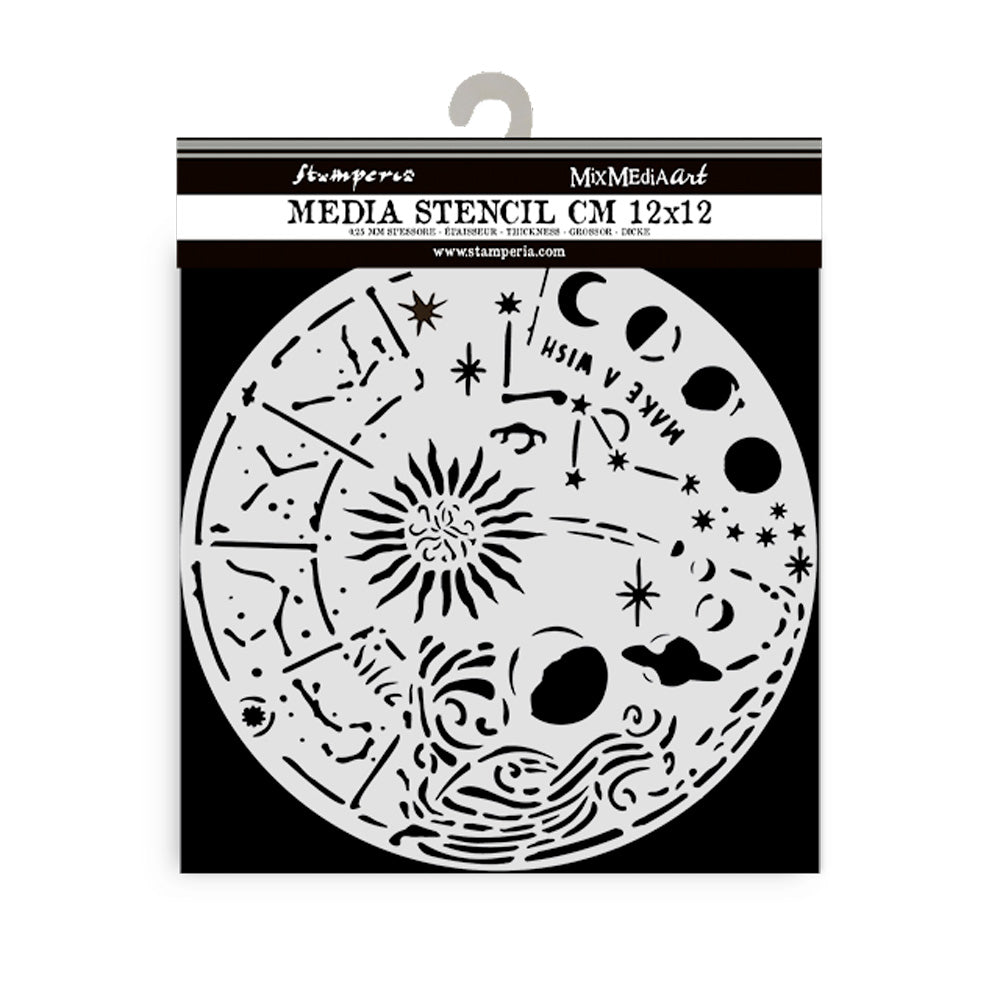 Stamperia COSMOS CIRCLE - BEST SELLER Stencil 12X12 cm #KSTDS21
