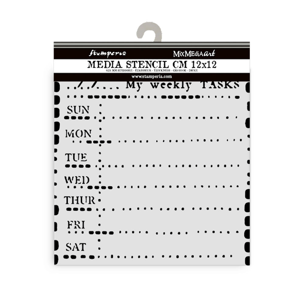 Stamperia DIARY WEEKLY PLANNER - BEST SELLER Stencil 12X12 cm #KSTDS23