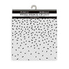 Stamperia media stencil with black dot pattern on white background