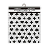 Stamperia media stencil with black geometric patterns on a white background