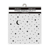Stencils with star and moon patterns on a white background