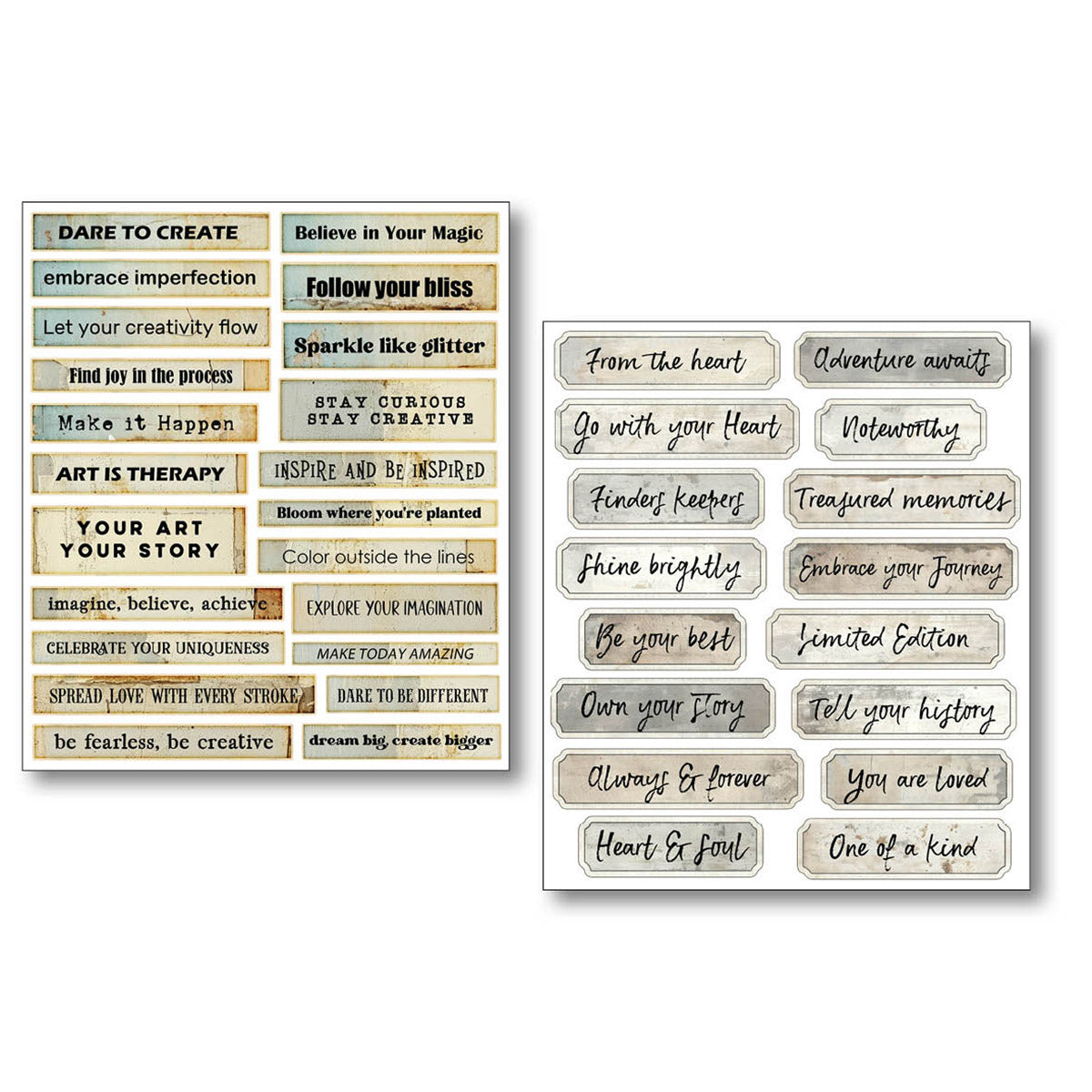 Ciao Bella Lu Mania LITTLE WORDS Uncut Mixed Media Stickers 10 Sheets #MB001