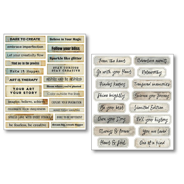 Ciao Bella Lu Mania LITTLE WORDS Uncut Mixed Media Stickers 10 Sheets #MB001