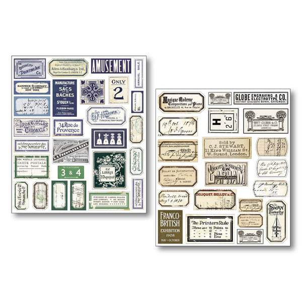 Ciao Bella Lu Mania VINTAGE SCRIPTS Uncut Mixed Media Stickers 10 Sheets #MB003