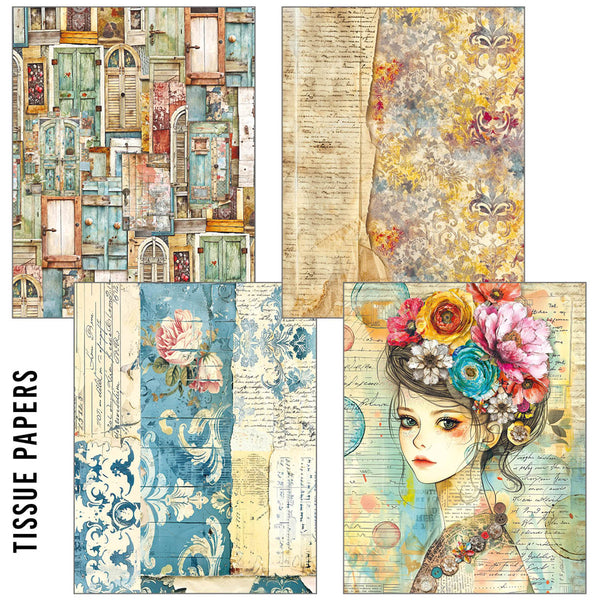 Ciao Bella LuMania CraftMix QUINTESSENTIAL Mixed Media A5 Paper Pack - 8 Sheets Tissue & Vellum #MC003