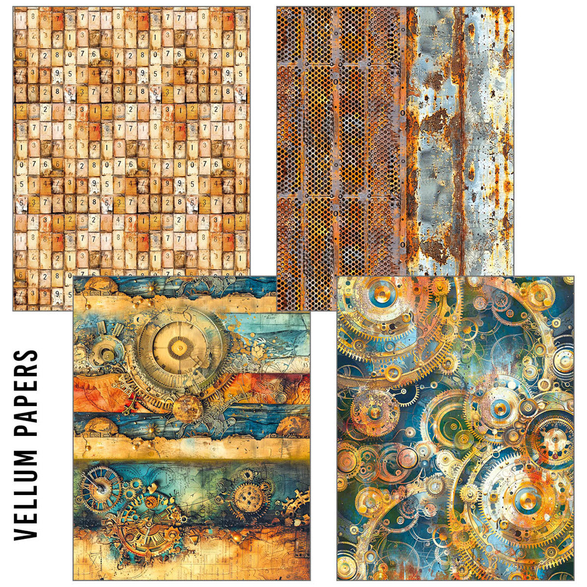 Ciao Bella LuMania CraftMix PAST TIME Mixed Media A5 Paper Pack - 8 Sheets Tissue & Vellum #MC004