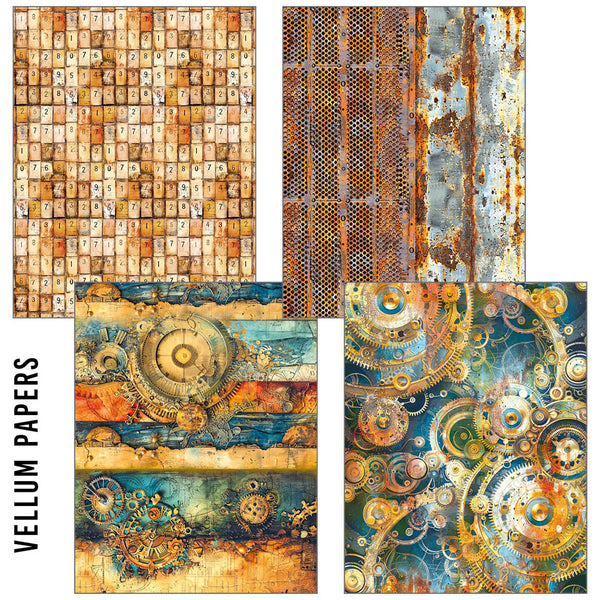 Ciao Bella LuMania CraftMix PAST TIME Mixed Media A5 Paper Pack - 8 Sheets Tissue & Vellum #MC004