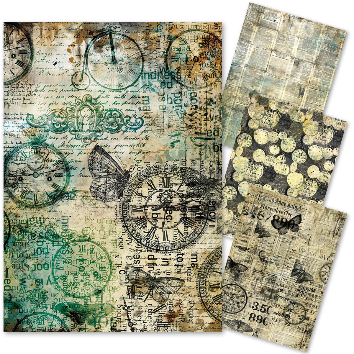 Ciao Bella LuMania TIME CAPSULE A4 Mixed Media Decoupage Rice Paper - 4 Sheets #MF001