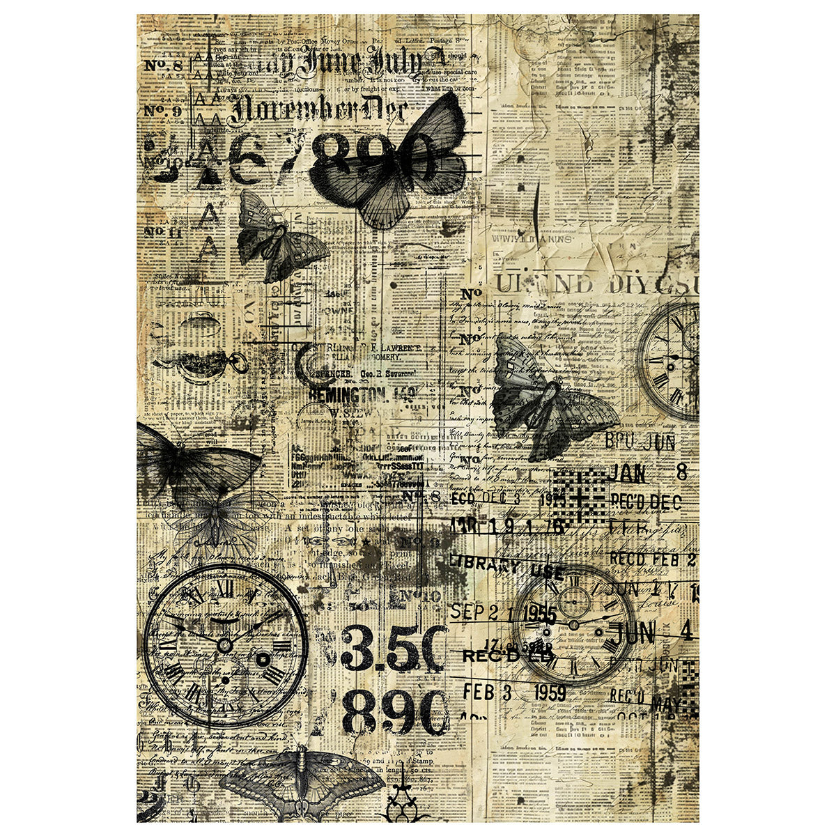 Ciao Bella LuMania TIME CAPSULE A4 Mixed Media Decoupage Rice Paper - 4 Sheets #MF001
