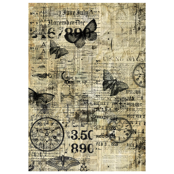 Ciao Bella LuMania TIME CAPSULE A4 Mixed Media Decoupage Rice Paper - 4 Sheets #MF001