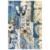 Ciao Bella LuMania URBAN BLUE DENIM A4 Mixed Media Decoupage Rice Paper - 4 Sheets #MF002