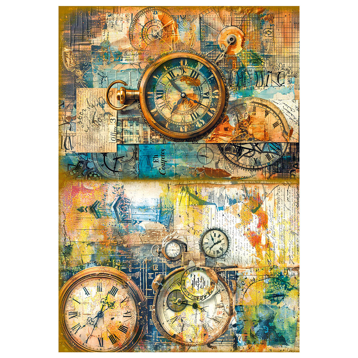 Ciao Bella LuMania PAST TIME Steampunk A4 Mixed Media Decoupage Rice Paper - 4 Sheets #MF004