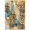 Ciao Bella LuMania PAST TIME Steampunk A4 Mixed Media Decoupage Rice Paper - 4 Sheets #MF004