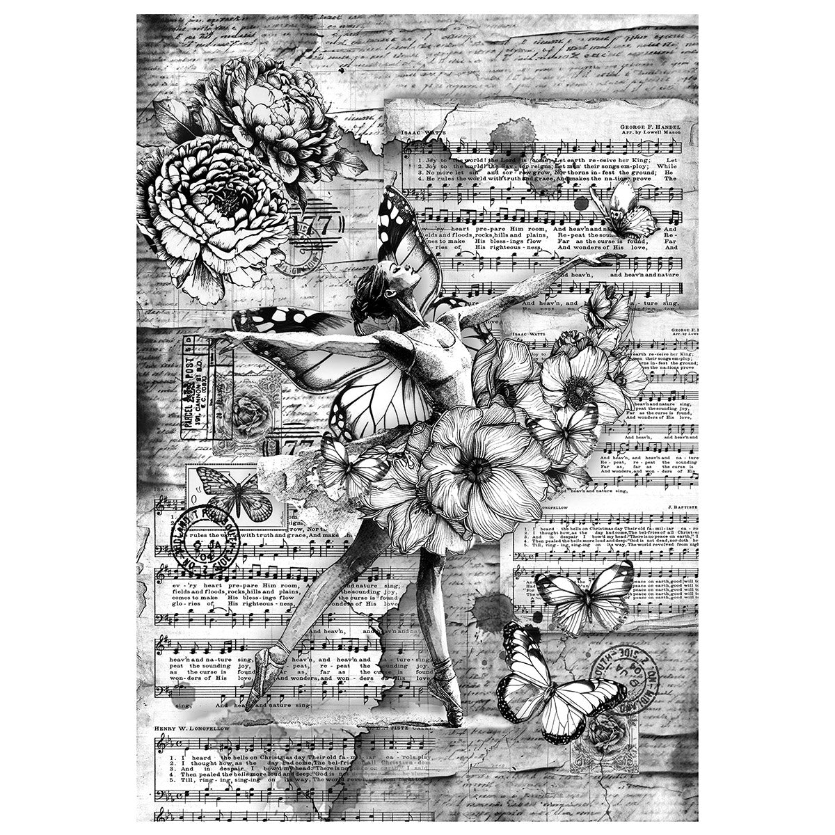 Ciao Bella LuMania MEANINGFUL MEMORIES A4 Mixed Media Decoupage Rice Paper - 4 Sheets #MF005