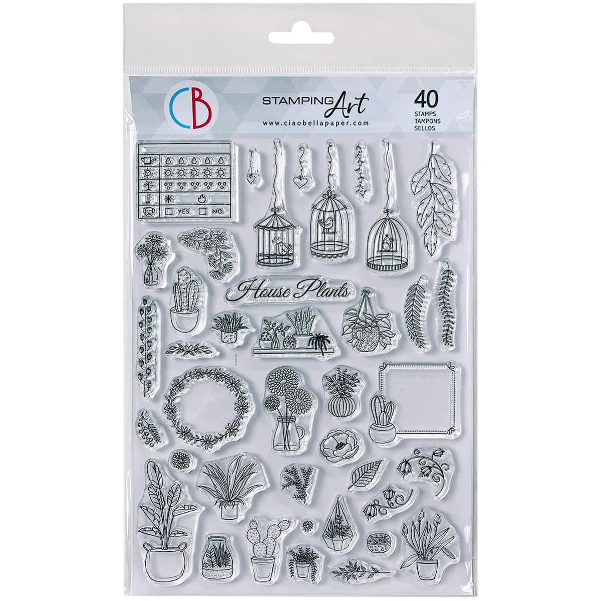 PRE-ORDER Ciao Bella Cabinet of Curiosities BUJO HOUSE PLANTS Clear Stamp Set 6
