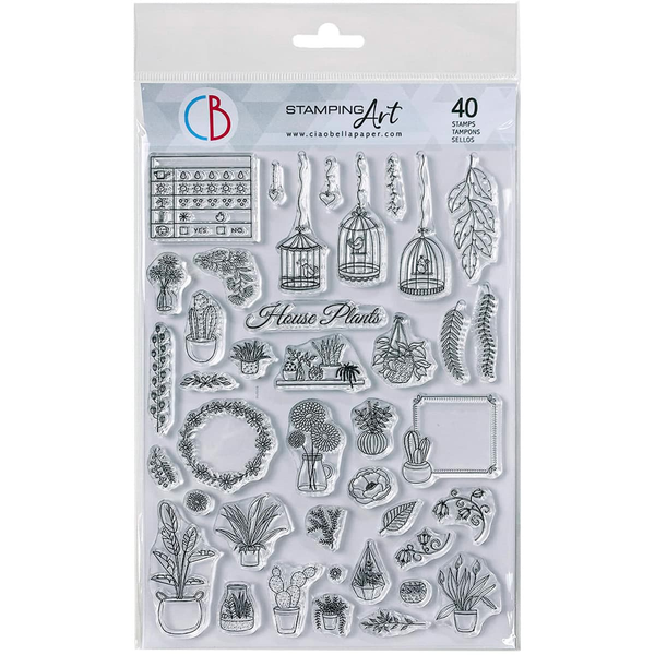Ciao Bella Cabinet of Curiosities BUJO HOUSE PLANTS Clear Stamp Set 6"x8" #PS8012