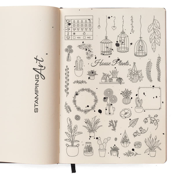 Ciao Bella Cabinet of Curiosities BUJO HOUSE PLANTS Clear Stamp Set 6"x8" #PS8012