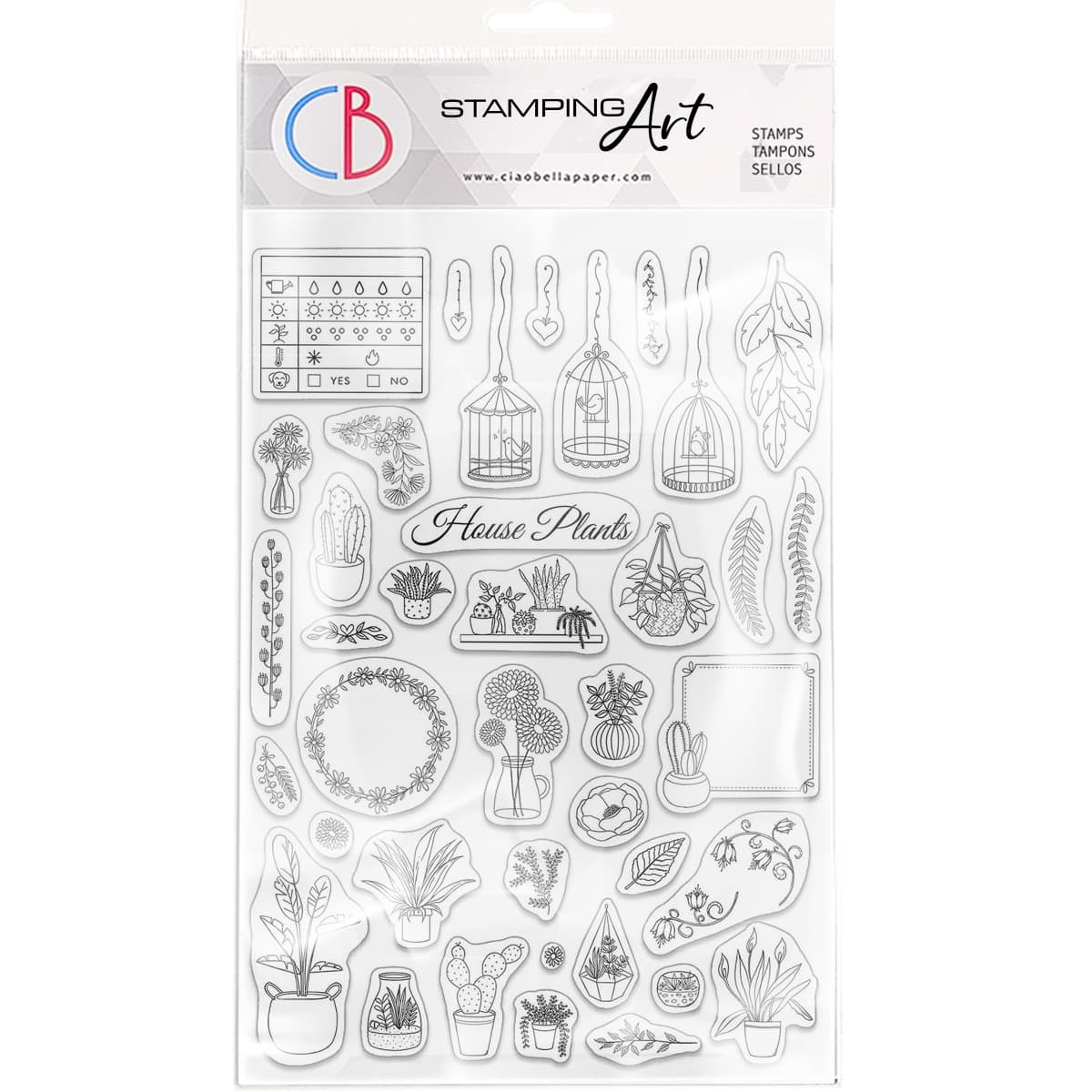 PRE-ORDER Ciao Bella Cabinet of Curiosities BUJO HOUSE PLANTS Clear Stamp Set 6