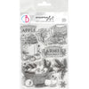 Clear stamp set with farmer's market and apple-themed designs on a white background