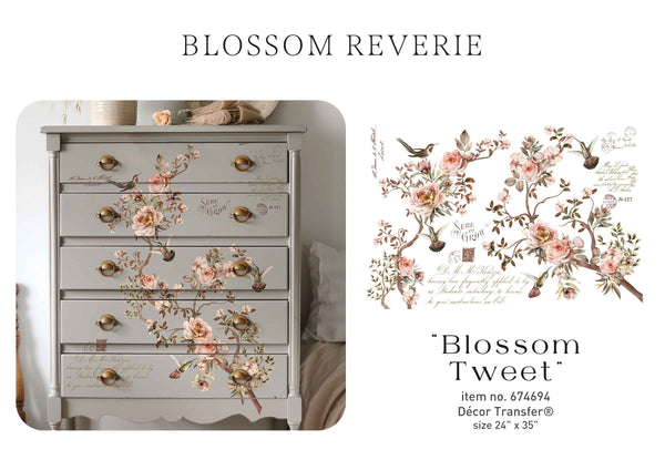 Re-design with Prima BLOSSOM TWEET Decor Transfer 4 pcs 24"x35" #674694