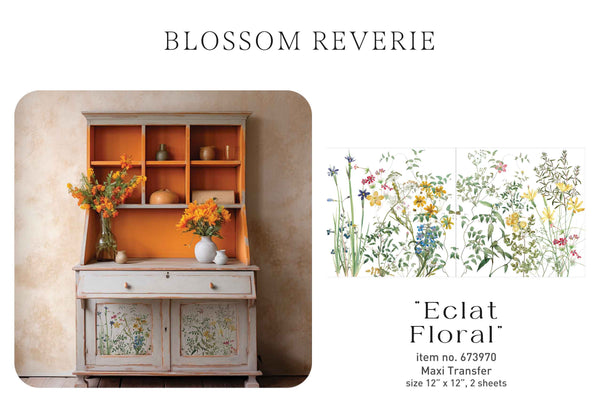 Re-Design with Prima ECLAT FLORAL Decor Maxi Transfer 2 sheets 12"x12" #673970