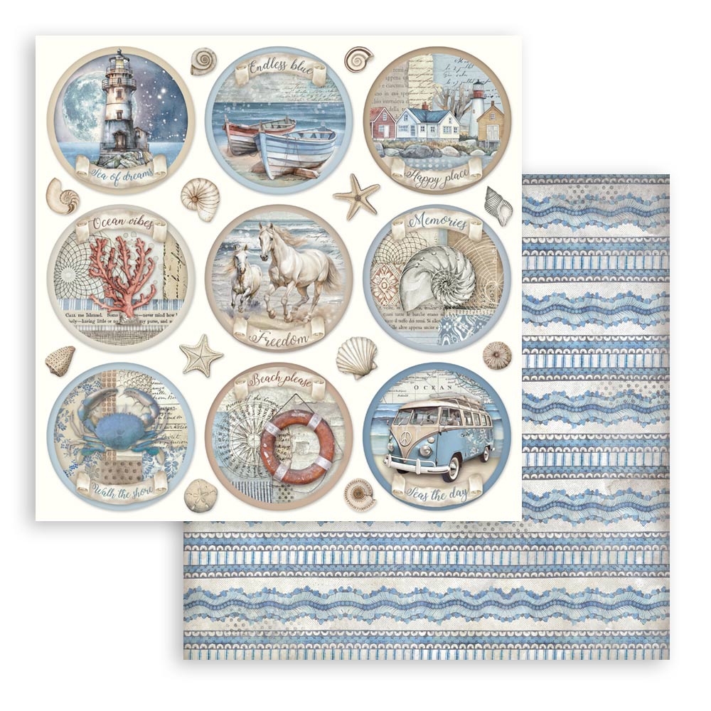 Stamperia SILENT SEA 8X8 Double Faced Paper 10 Sheets + Bonus #SBBS125