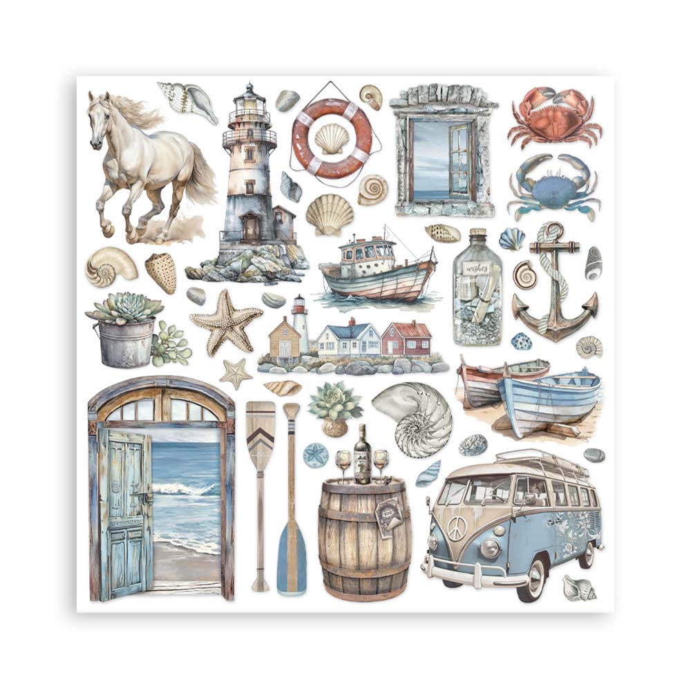 Stamperia SILENT SEA 8X8 Double Faced Paper 10 Sheets + Bonus #SBBS125