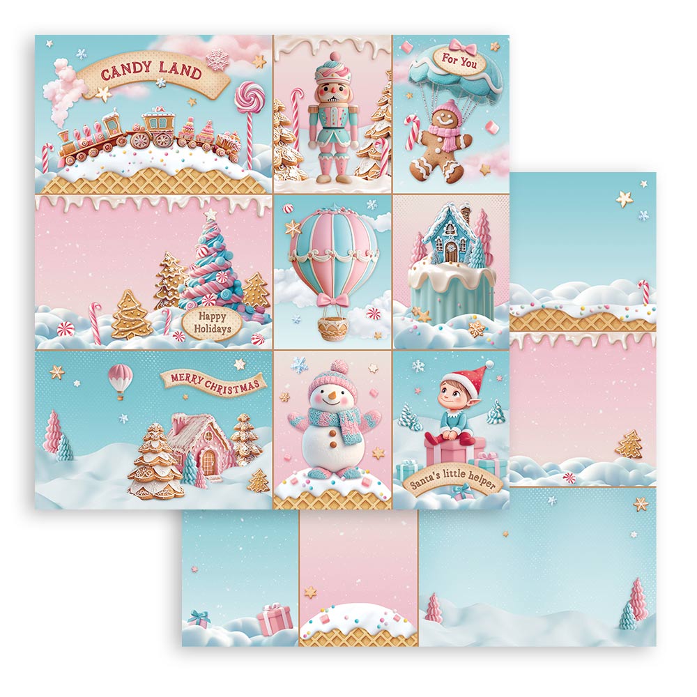 Stamperia CANDY CHRISTMAS 8X8 Double Faced Paper 10 Sheets + Bonus #SBBS129