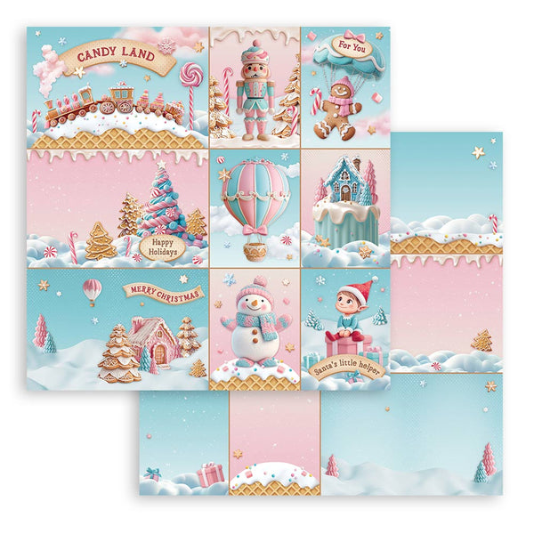 Stamperia CANDY CHRISTMAS 8X8 Double Faced Paper 10 Sheets + Bonus #SBBS129