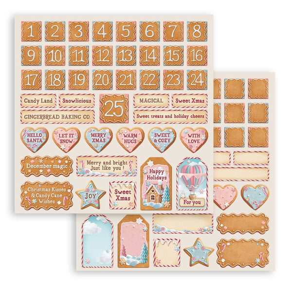 Stamperia CANDY CHRISTMAS 8X8 Double Faced Paper 10 Sheets + Bonus #SBBS129