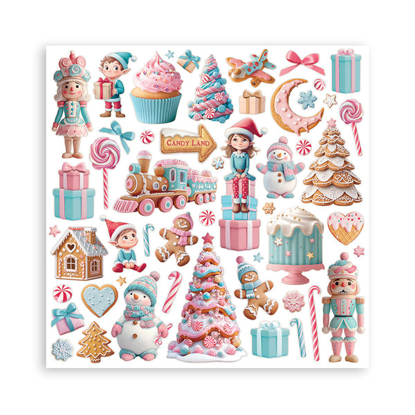Stamperia CANDY CHRISTMAS 8X8 Double Faced Paper 10 Sheets + Bonus #SBBS129