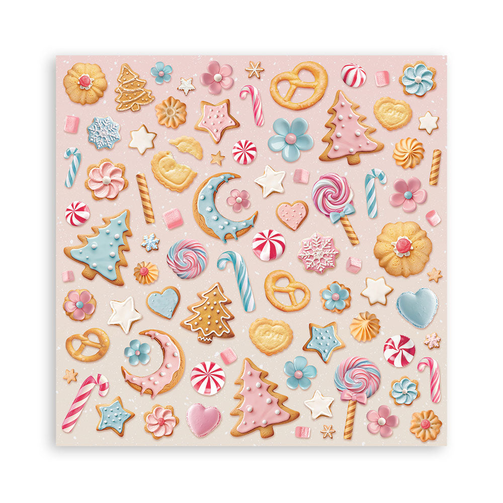 Stamperia CANDY CHRISTMAS 8X8 Double Faced Paper 10 Sheets + Bonus #SBBS129