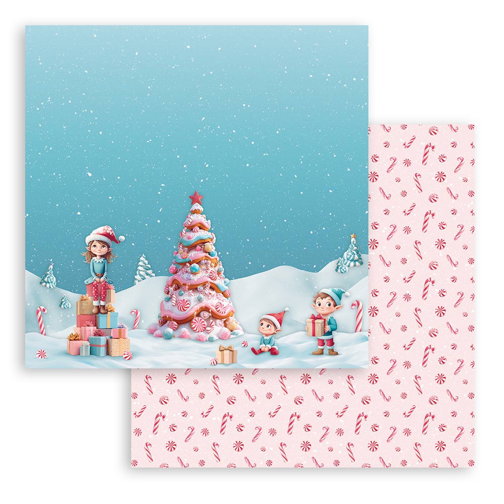 Stamperia CANDY CHRISTMAS 8X8 Double Faced Paper 10 Sheets + Bonus #SBBS129