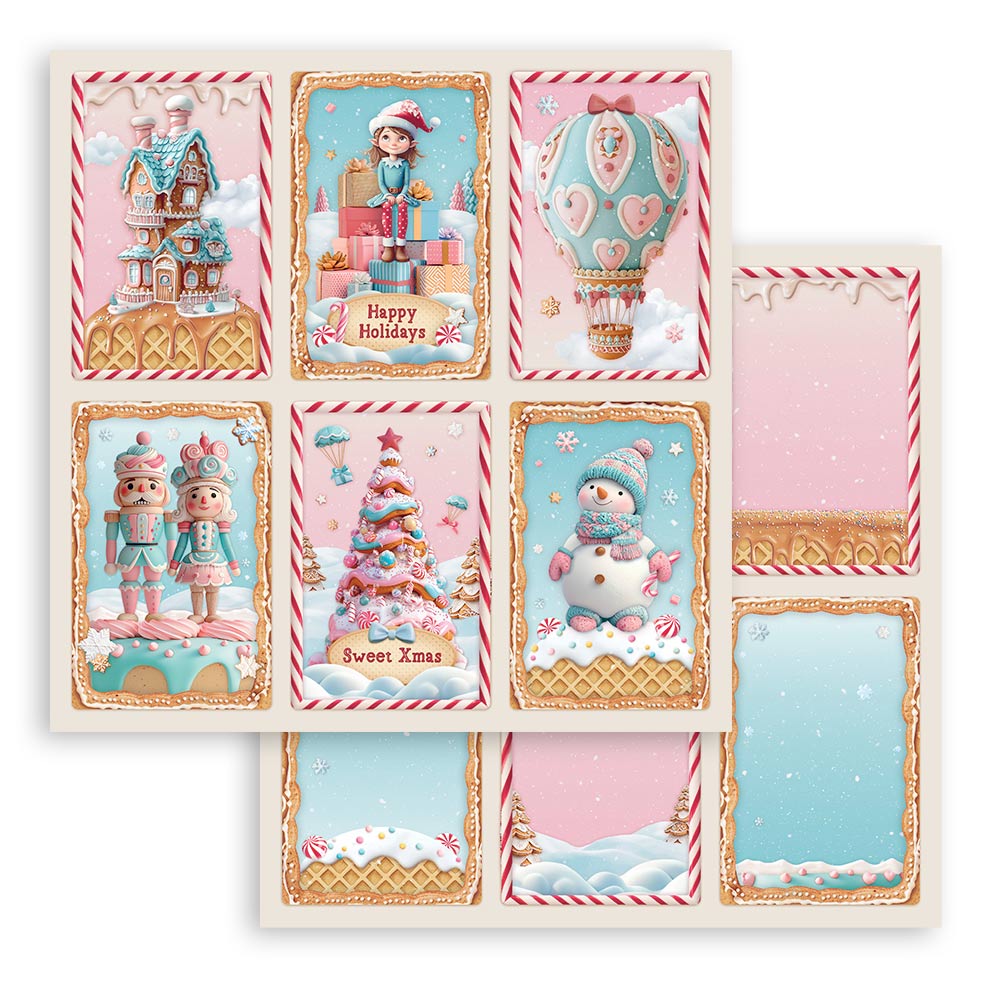 Stamperia CANDY CHRISTMAS 8X8 Double Faced Paper 10 Sheets + Bonus #SBBS129