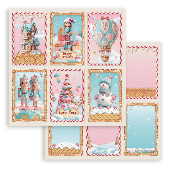 Stamperia CANDY CHRISTMAS 8X8 Double Faced Paper 10 Sheets + Bonus #SBBS129