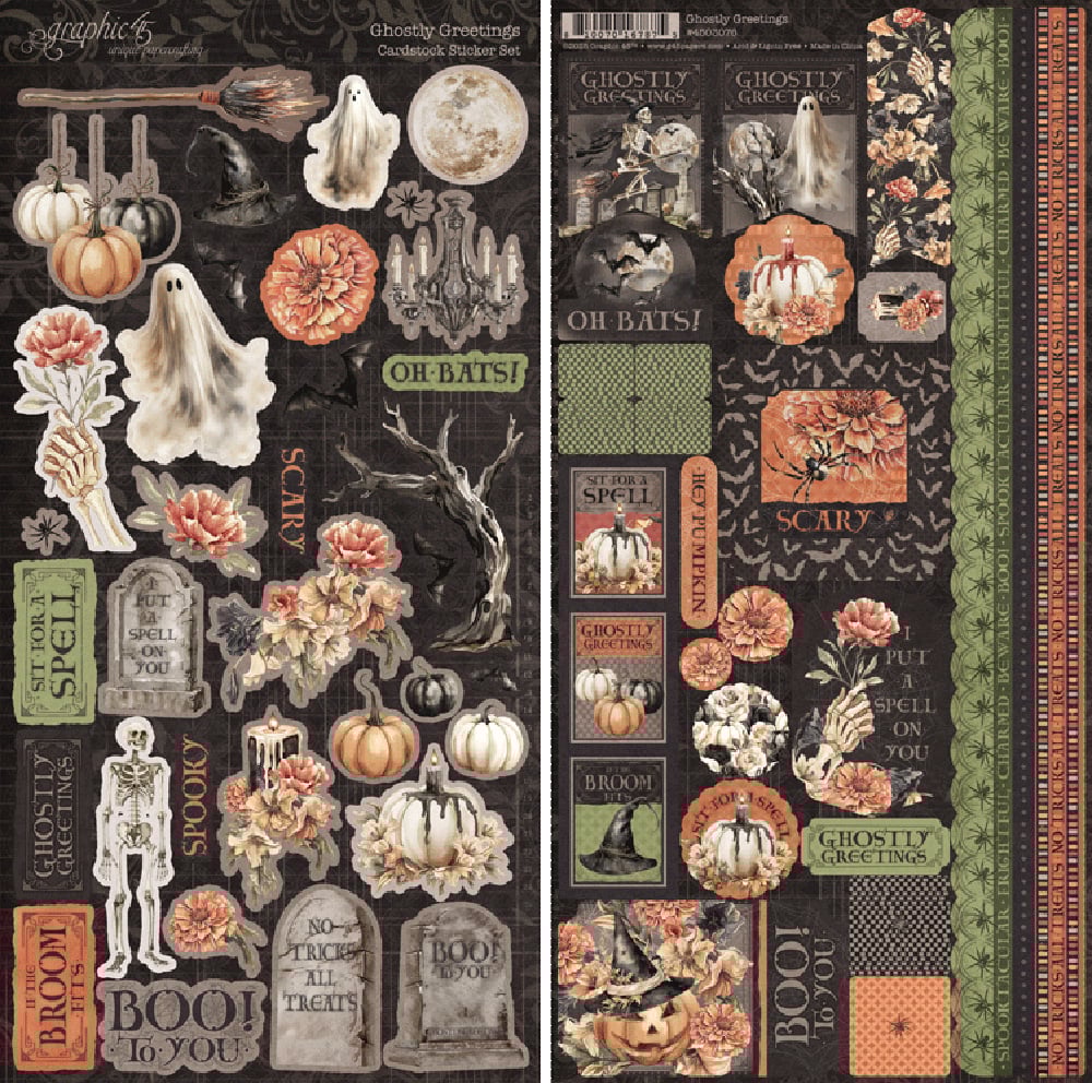G45 Graphic 45 GHOSTLY GREETINGS Halloween Sticker Set #4503076