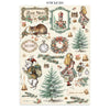 Stamperia ALICE IN CHRISTMAS A4 Junk Journal Stickers Cut outs Backgrounds #SBJK03